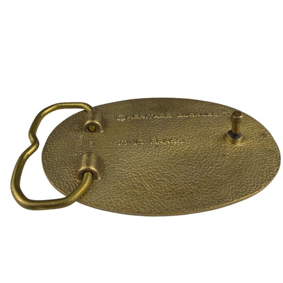 Heritage Buckles Unisex Gold & Brown Solid Brass Mailperson Humorous Belt Buckle - Picture 3 of 4